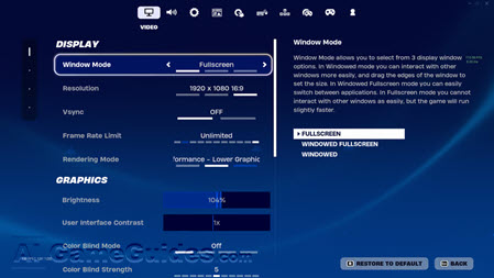 Controls & Settings Guide to Fortnite: Game Settings, Image vis Epic Games