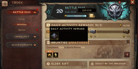 Daily Activities in Diabolic Immortal